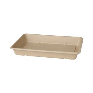 Picture 1 of Menubak 23cm x 15.5cm x 3.6cm 850ml 1vaks bruin bagasse/suikerriet