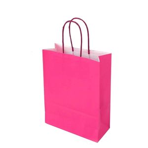Picture 1 of Draagtas papier 22cm x 10cm x 31cm fuchsia onbedrukt gebleekt kraft 90gr / m2