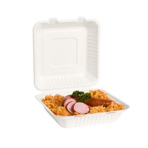 Picture 1 of Menubak 22.8cm x 22.8cm x 7.6cm 1vaks wit bagasse/suikerriet