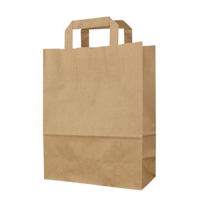 Picture 1 of Draagtas papier 26cm x 12cm x 36cm bruin onbedrukt effen bruin 80gr / m2