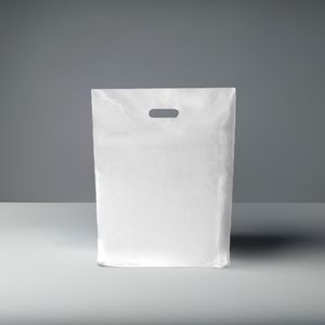 Picture 1 of Plastic draagtas gestanst handvat 37cm x 44cm wit onbedrukt ldpe 50µm
